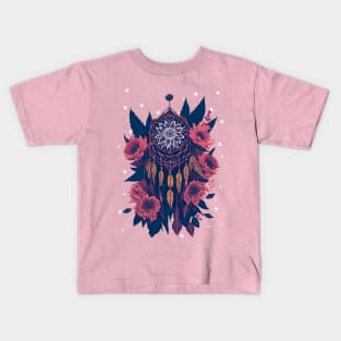 Dreamcatcher boho and flowers, Native American Tribal Kids T-Shirt